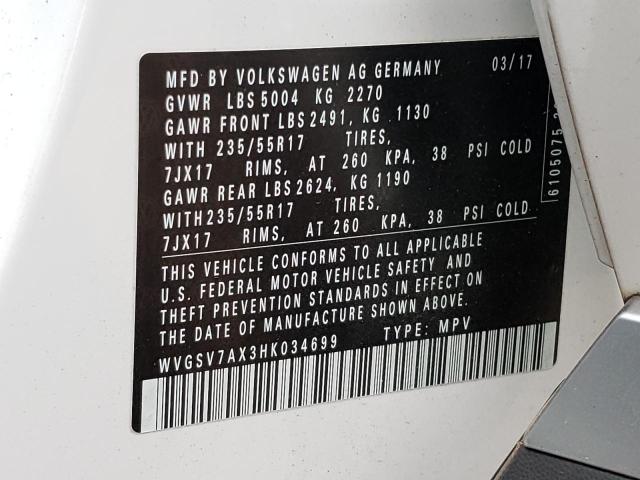 2017 VOLKSWAGEN TIGUAN WOL - WVGSV7AX3HK034699