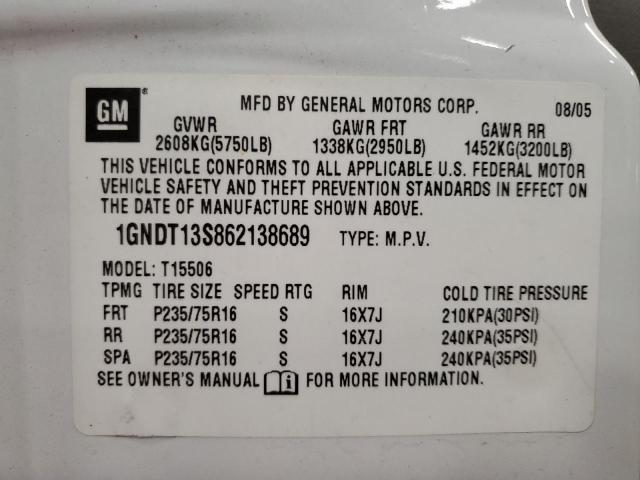 1GNDT13S862138689 2006 Chevrolet Trailblazer Ls