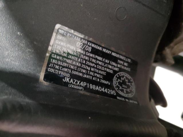 2008 KAWASAKI ZX600 P - JKAZX4P198A044295