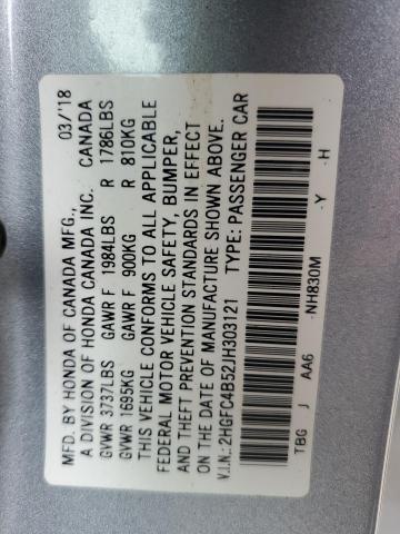 2HGFC4B52JH303121 Honda Civic Lx