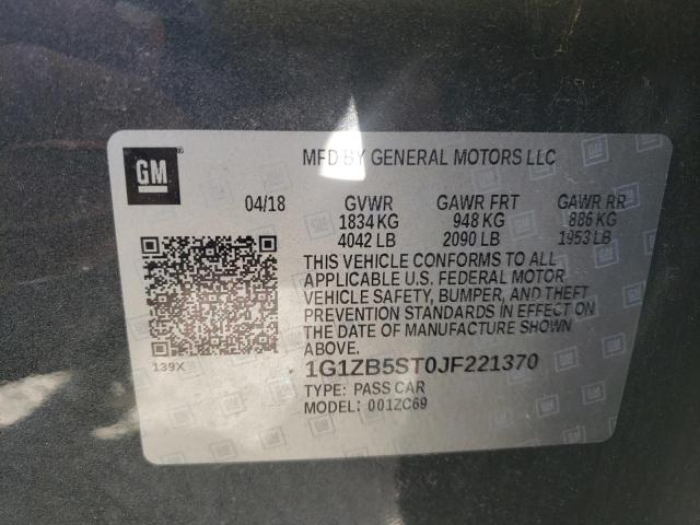 1G1ZB5ST0JF221370 | 2018 Chevrolet malibu ls