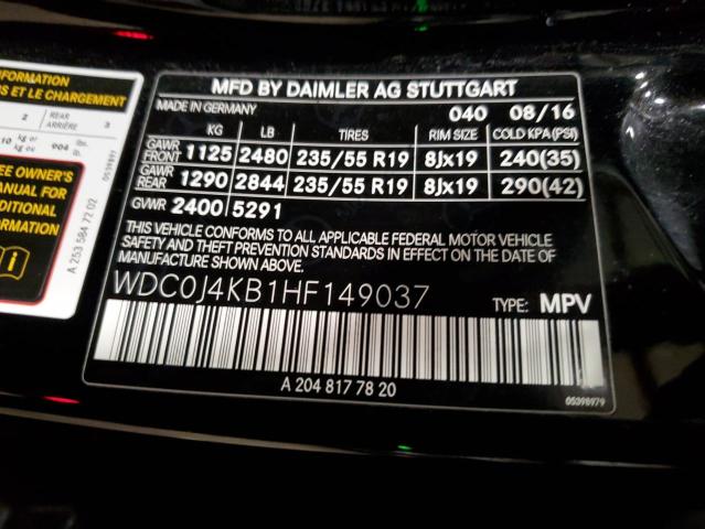 2017 MERCEDES-BENZ GLC COUPE - WDC0J4KB1HF149037