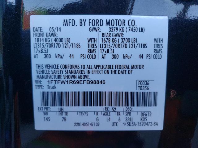 1FTFW1R69EFB98846 | 2014 FORD F150 SVT R