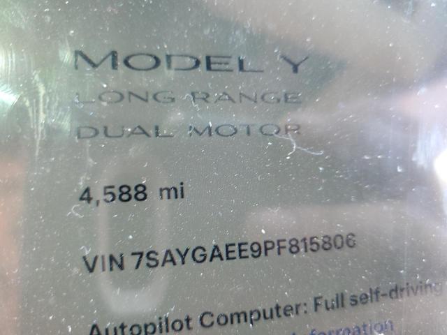 7SAYGAEE9PF815806 | 2023 Tesla model y