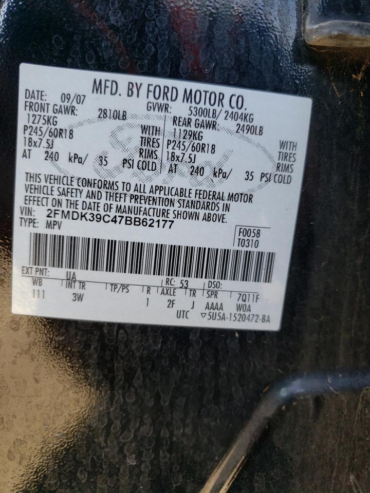 2FMDK39C47BB62177 2007 Ford Edge Sel Plus