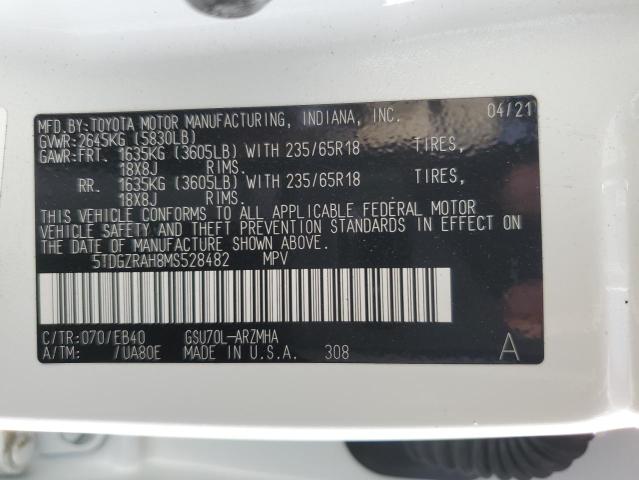 VIN 5TDGZRAH8MS528482 2021 Toyota Highlander, Xle no.13