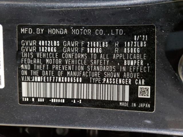 JHMFE1F77NX006560 | 2022 HONDA CIVIC EX