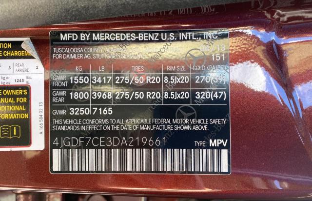 VIN 4JGDF7CE3DA219661 2013 Mercedes-Benz GL-Class, ... no.10