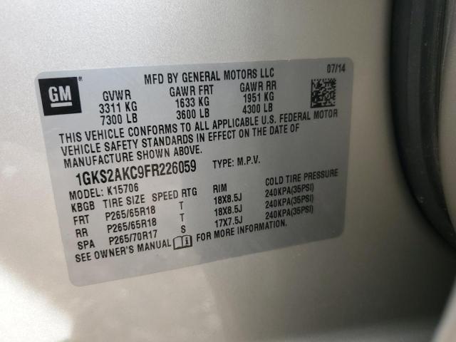 1GKS2AKC9FR226059 | 2015 GMC YUKON SLE