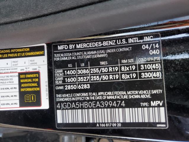 VIN 4JGDA5HB0EA399474 2014 Mercedes-Benz ML-Class, ... no.13