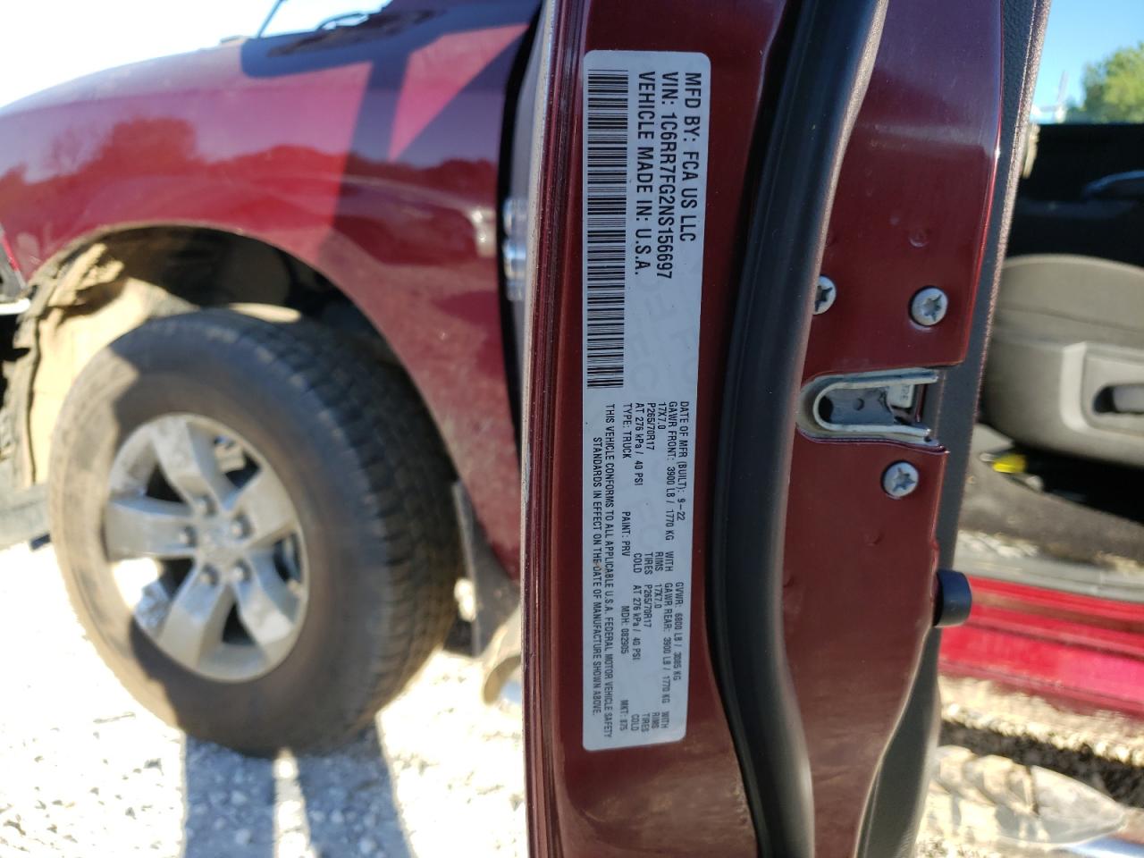 2022 Ram 1500 Classic Tradesman vin: 1C6RR7FG2NS156697