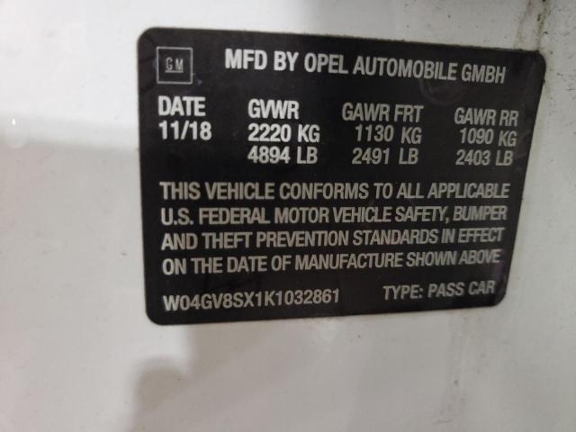 2019 BUICK REGAL TOUR W04GV8SX1K1032861