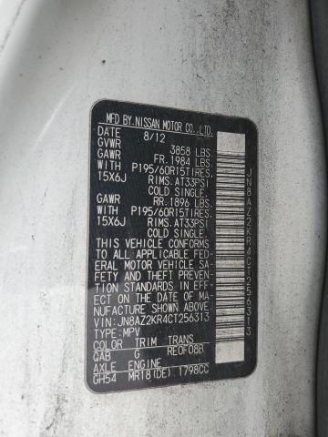 2012 Nissan Cube Base VIN: JN8AZ2KR4CT256313 Lot: 75625033