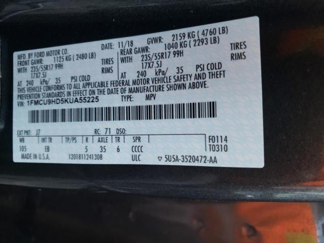 1FMCU9HD5KUA55225 2019 Ford Escape Sel