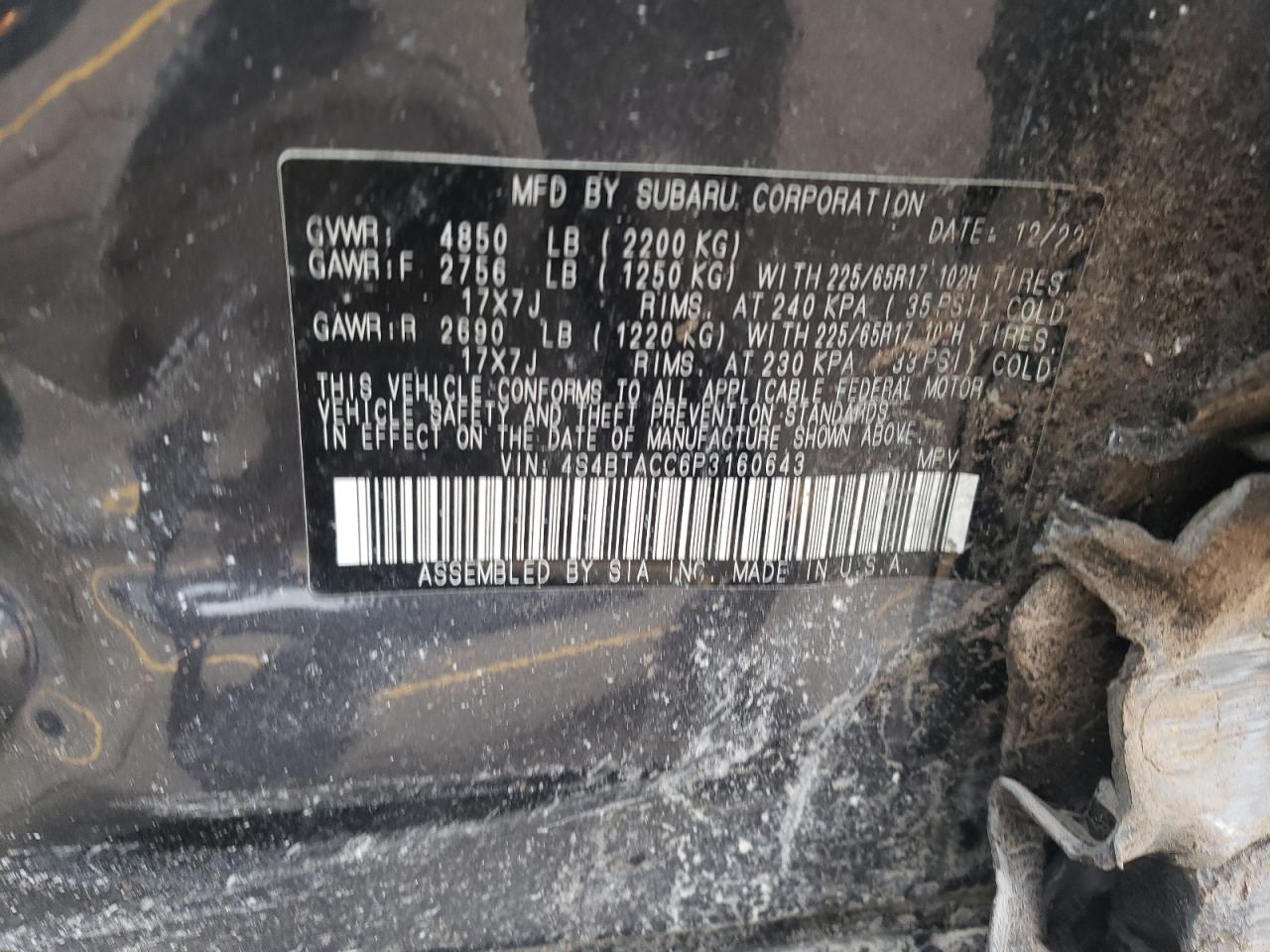 4S4BTACC6P3160643 SUBARU OUTBACK 2023