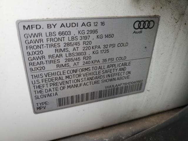2017 AUDI Q7 PREMIUM - WA1LAAF75HD040562
