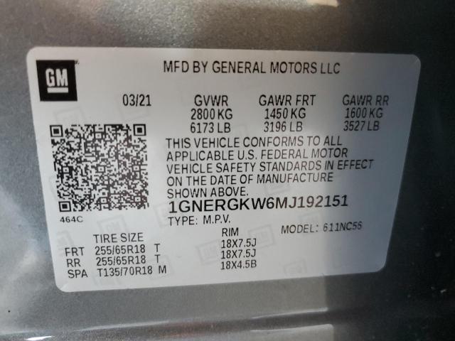 1GNERGKW6MJ192151 | 2021 CHEVROLET TRAVERSE L