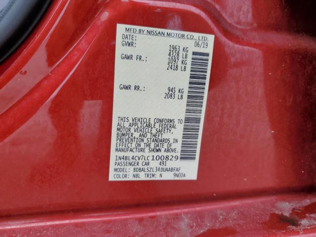 2020 NISSAN ALTIMA SR - 1N4BL4CV7LC100829