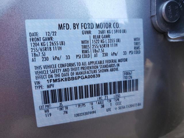 1FMSK8BB6PGA00839 Ford EXPLORER