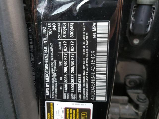 VIN 4JGDA5HB4EA315429 2014 Mercedes-Benz ML-Class, ... no.13