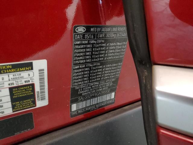 SALGS2PF9GA295532 Land Rover Range Rover Hse