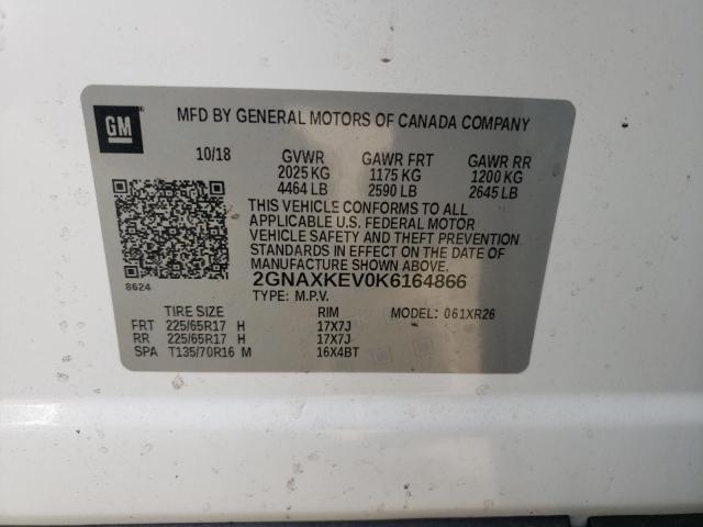 2GNAXKEV0K6164866 2019 Chevrolet Equinox Lt