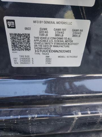 1GTUUCED6NZ633401 | 2022 GMC SIERRA K15