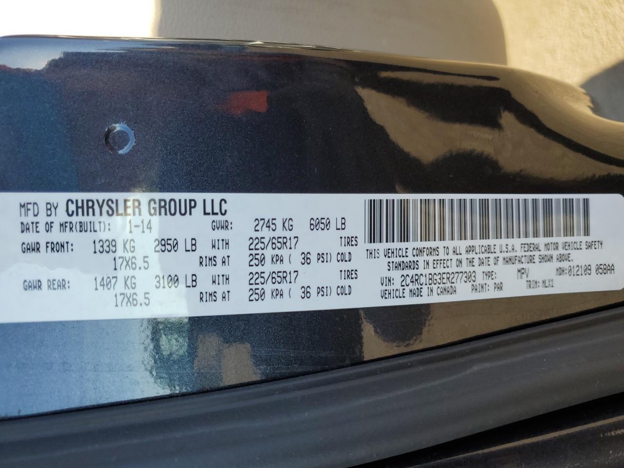 2C4RC1BG3ER277303 2014 Chrysler Town & Country Touring