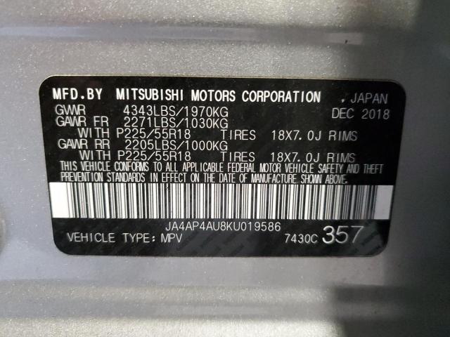 2019 MITSUBISHI OUTLANDER - JA4AP4AU8KU019586
