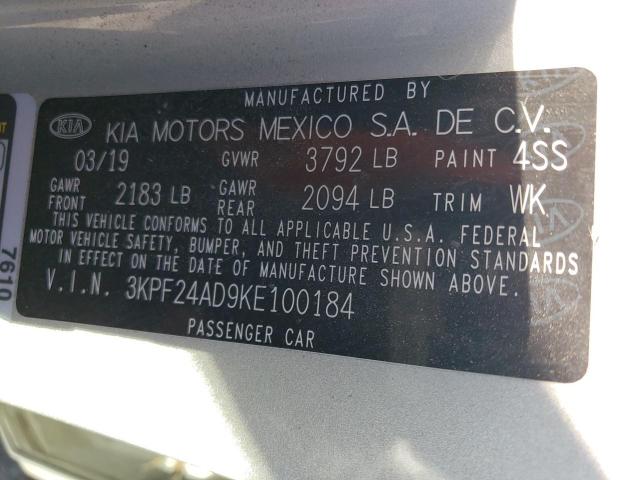 3KPF24AD9KE100184 | 2019 KIA FORTE FE