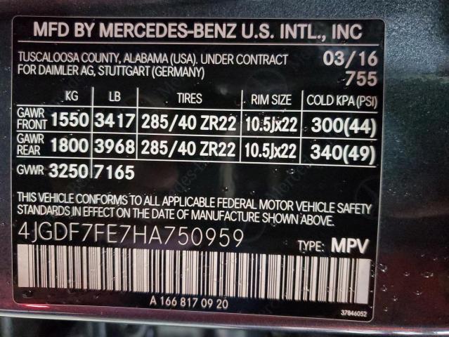 4JGDF7FE7HA750959 Mercedes-Benz Gls 63 Amg 4matic