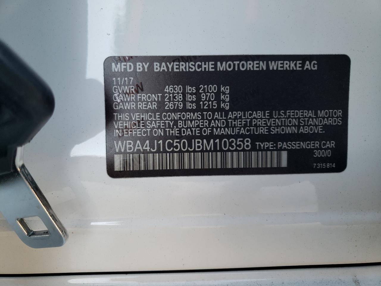 2018 BMW 430I Gran Coupe vin: WBA4J1C50JBM10358