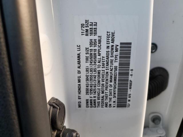 5FNYF6H34MB037580 | 2021 HONDA PILOT EX