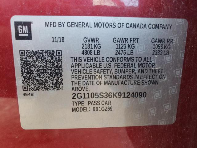 2G1105S36K9124090 | 2019 CHEVROLET IMPALA PRE