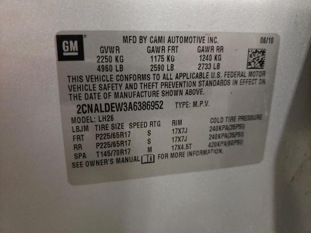 2CNALDEW3A6386952 2010 Chevrolet Equinox Lt