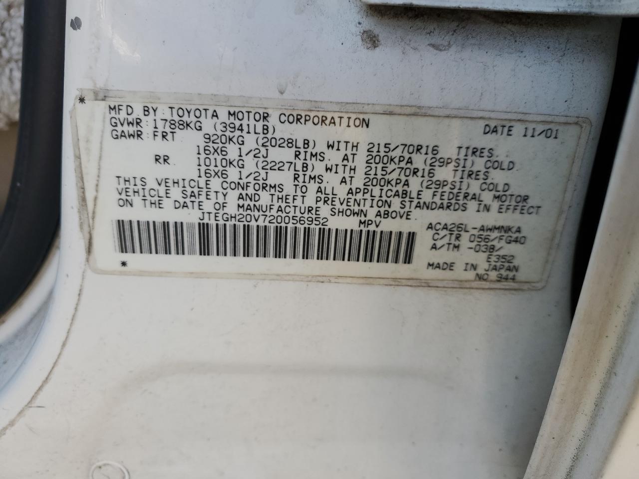 JTEGH20V720056952 2002 Toyota Rav4