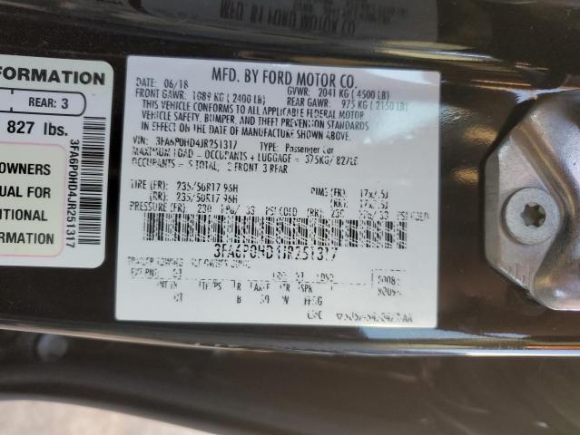 3FA6P0HD4JR251317 | 2018 FORD FUSION SE