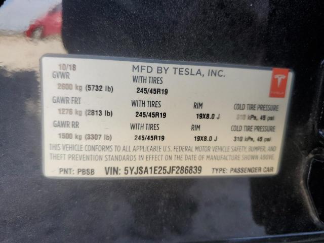 5YJSA1E25JF286839 | 2018 TESLA MODEL S