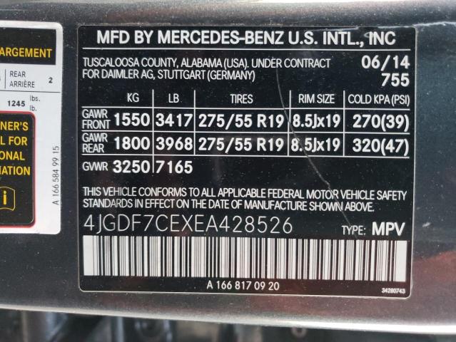 VIN 4JGDF7CEXEA428526 2014 Mercedes-Benz GL-Class, ... no.13