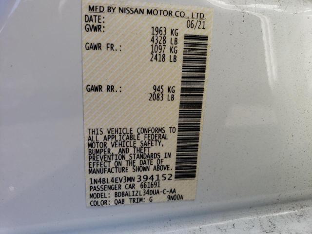 1N4BL4EV3MN394152 | 2021 Nissan altima sl