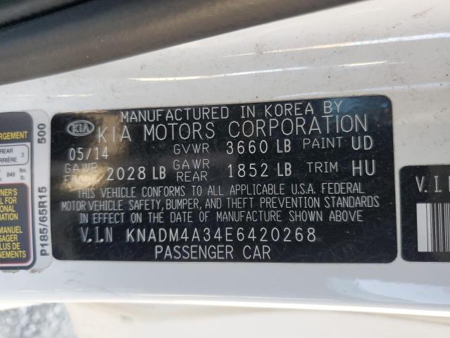 KNADM4A34E6420268 | 2014 KIA RIO LX