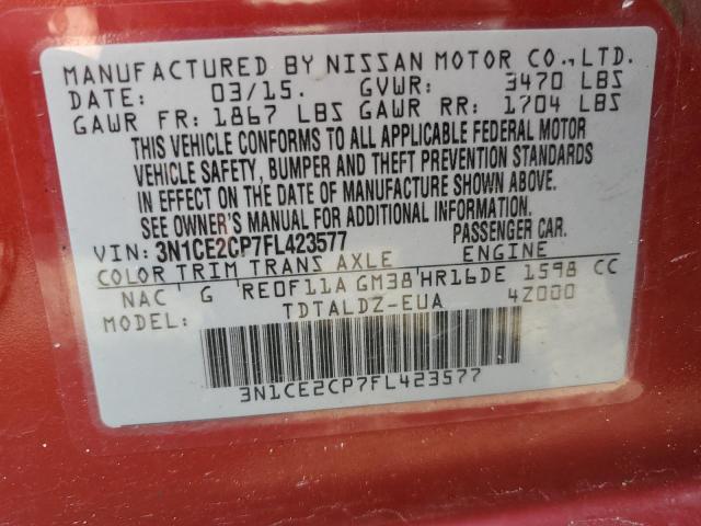 VIN 3N1CE2CP7FL423577 2015 NISSAN VERSA no.12