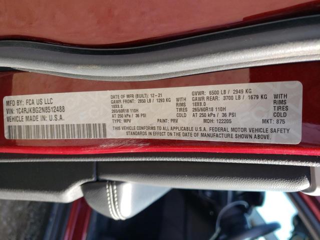 1C4RJKBG2N8512488 Jeep Grand Cherokee L Limited