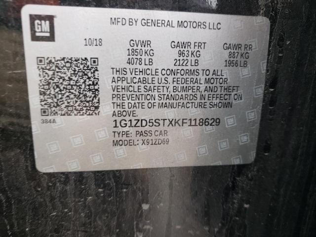 1G1ZD5STXKF118629 | 2019 CHEVROLET MALIBU LT