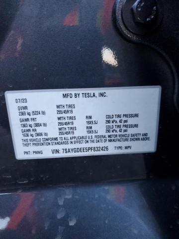 7SAYGDEE5PF832426 | 2023 TESLA MODEL Y