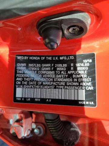 2019 HONDA CIVIC EX - SHHFK7H61KU404157