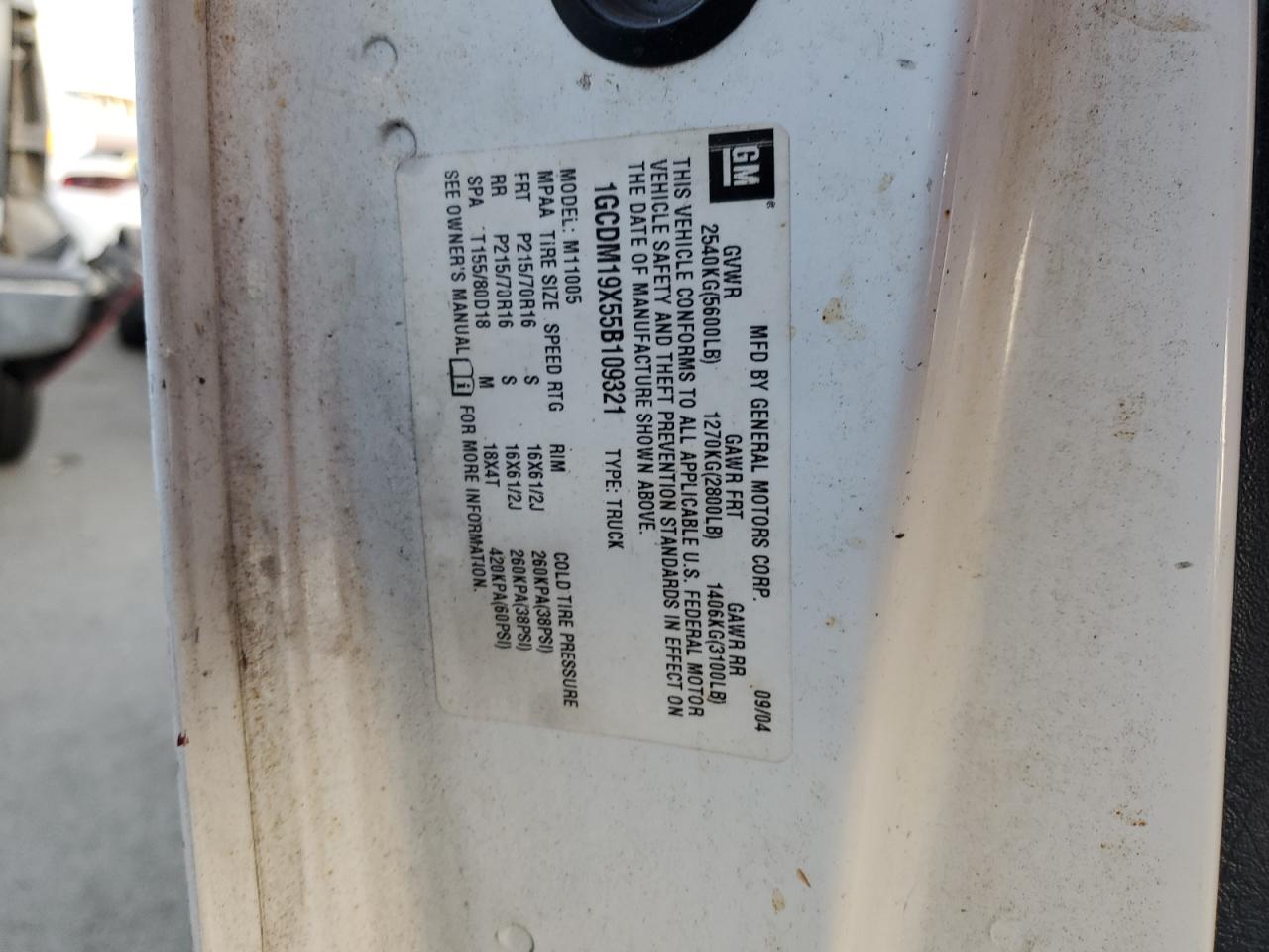 1gcdm19x55b109321 1GCDM19X55B109321 2005 Chevrolet Astro