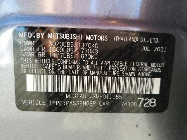ML32AUHJXMH011155 Mitsubishi MIRAGE ES