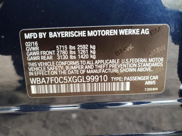 VIN WBA7F0C5XGGL99910 2016 BMW 7 Series, 750 I no.12