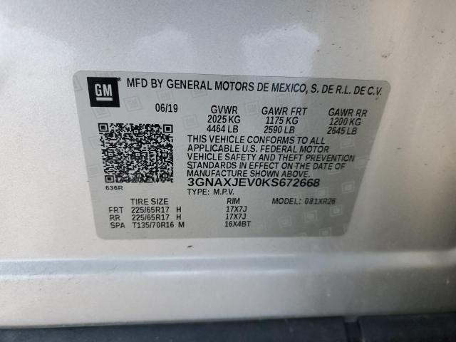 3GNAXJEV0KS672668 | 2019 CHEVROLET EQUINOX LT